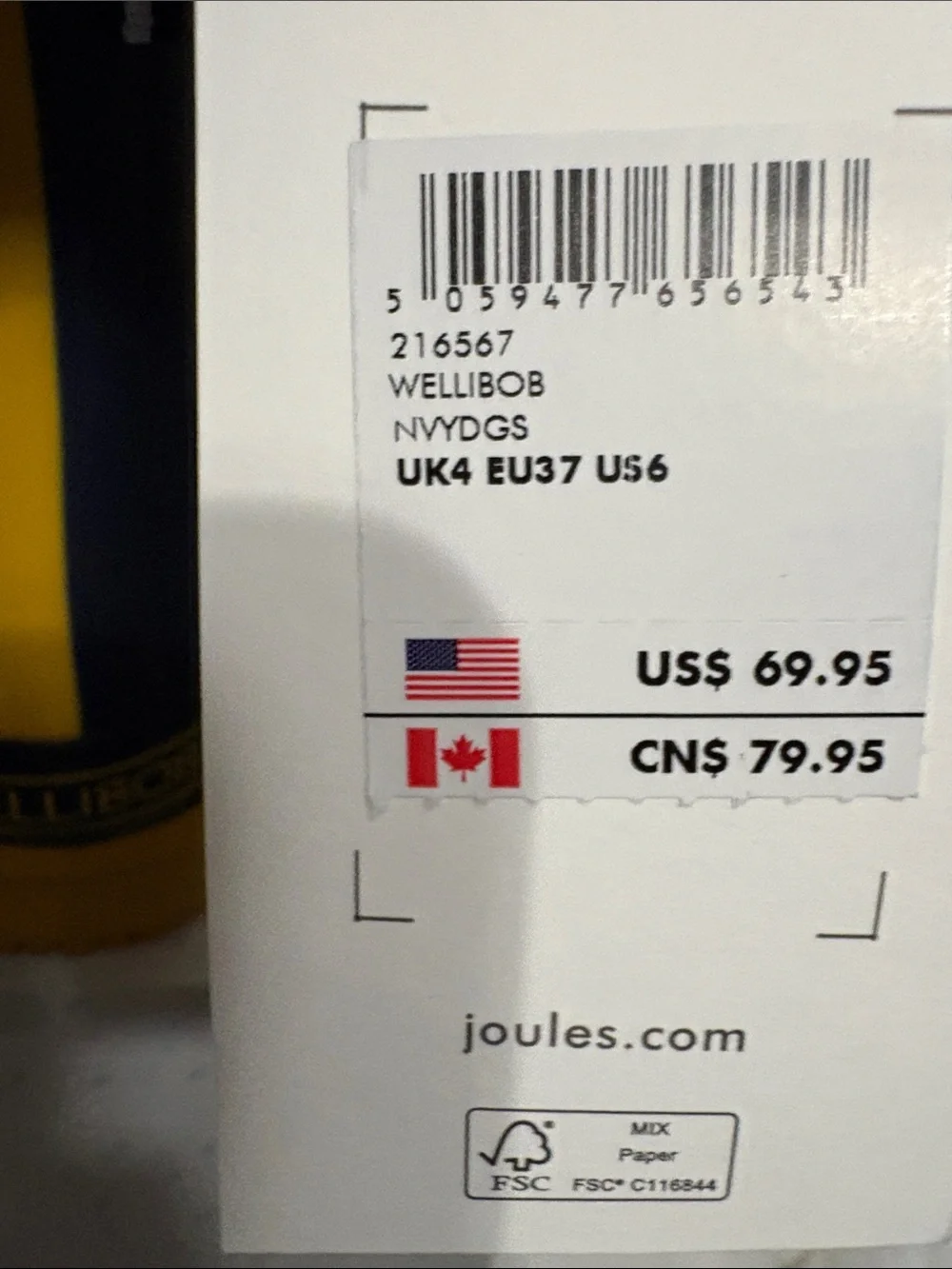 Joules Dog Print Wellington Boots size US 6 NWT
